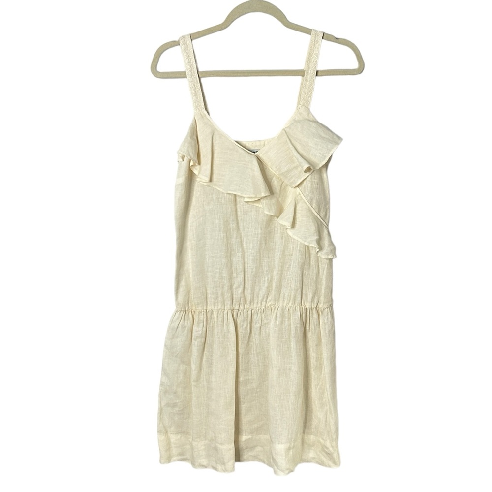 120% Lino Linen Italian Sleeveless Dress Size 40 Cream - Coquette Coastal Chic